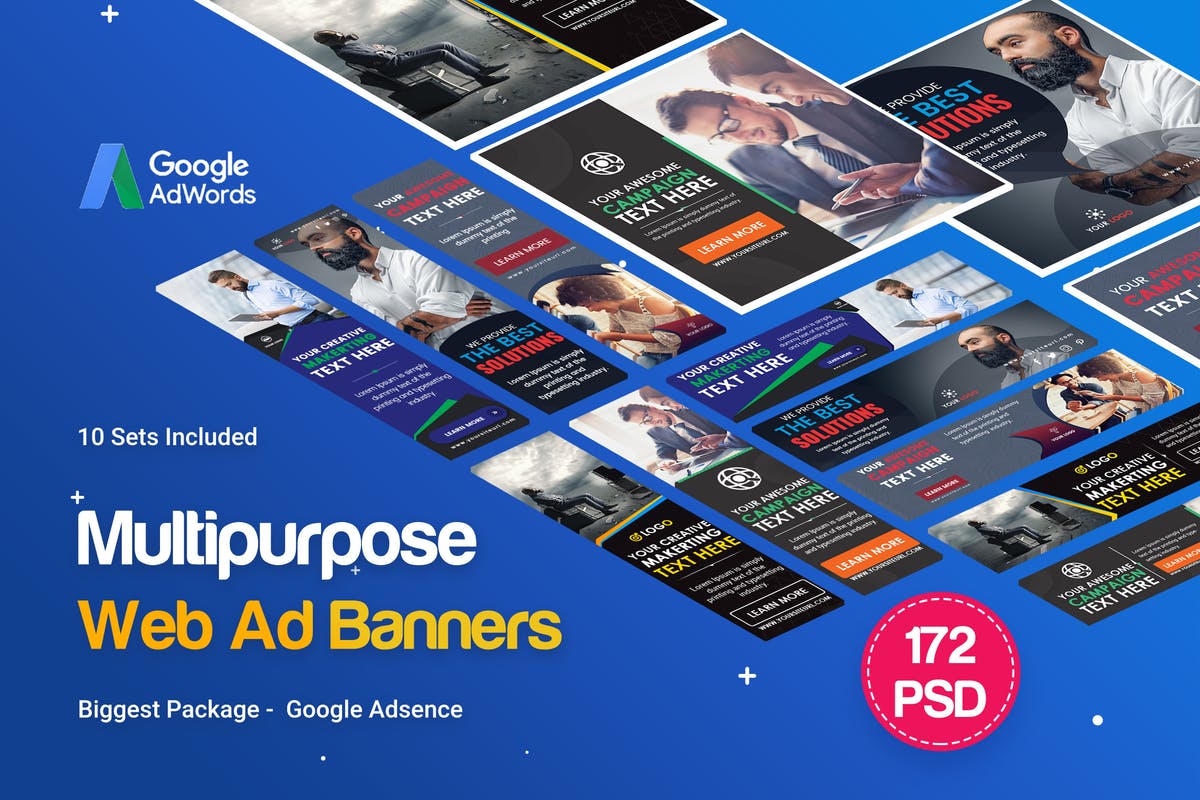 172个多用途商业广告Banner广告PSD模板 Multipurpose Banners Ad – 172PSD [ 10 Sets ]