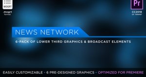 新闻直播节目下方轮播特效PR模板 News Network Pack | MOGRT for Premiere Pro