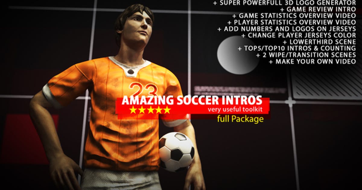 魅力足球体育节目片头AE模板 Amazing Soccer Intros