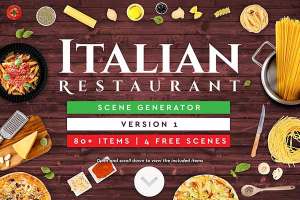 Italian Restaurant Scene Generator时尚高端的意大利餐厅场景生成器下载[psd]