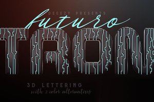 未来派TRON风格3D立体英文字体PNG素材 Tron Futuro – 3D Lettering
