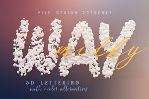 创意乳胶结构3D立体英文字体PNG素材 Milky Way – 3D Lettering