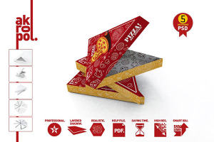 披萨切片包装盒展示模型下载 Pizza Slice Box Packaging Mockup [psd]