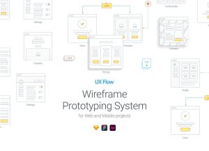 手机应用和网站用户业务流原型套装 UX Flow | Wire Prototyping System