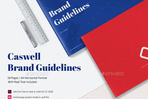 18页A4尺寸的品牌指南模板下载 Caswell A4 Brand Guidelines Template [psd,indd]