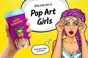 流行性感的艺术女孩矢量插图下载 Pop Art Girls [ai,eps,png,jpg]