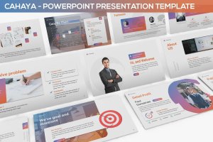 双色调多行业适用的企业PPT幻灯片设计模板 Cahaya –  Duotone Powerpoint Template