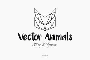 独特几何形状构成的动物矢量素材下载 Geometric Vector Animals [ai,eps,png]