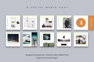 北欧风格社交媒体Facebook&Instagram贴图设计模板v4 Social Media Post Vol. 4