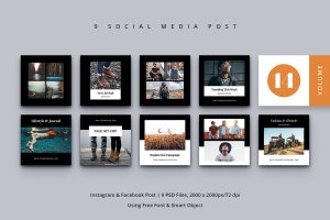 北欧风格社交媒体Facebook&Instagram贴图设计模板v14 Social Media Post Vol. 14