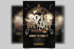 2019年圣诞/新年派对海报模板 New Year Party Flyer [psd]