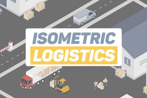 AE模板 | 三维等距物流运输行业的MG场景动画素材 Isometric Logistics [aep]