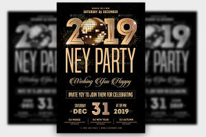 创意极简的2019新年派对海报模板 New Year Party Flyer [psd]