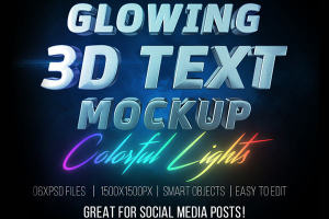 发光3D文字效果的PS图层样式文件下载 3D Text Mockup V2 [psd]