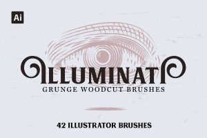 42种木刻画风格AI笔刷 Illuminati Woodcut Brushes