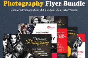 时尚独特布局的摄影类宣传海报模板 Photography Flyer Bundle [psd]