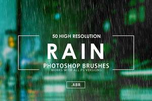 50款逼真雨天效果的PS笔刷 50 Rain Photoshop Brushes [abr]