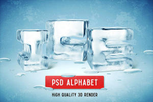 独特的3D冰块字母素材下载 Ice PSD Alphabet [psd,jpg]
