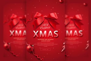韩国素材：时尚圣诞节海报模板PSD
