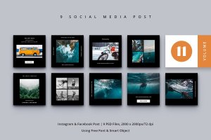 北欧风格社交媒体Facebook&Instagram贴图设计模板v11 Social Media Post Vol. 11