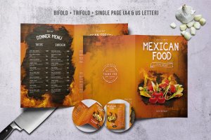 墨西哥餐厅菜单套餐设计模板 Mexican Menu Bundle A4 & US Letter