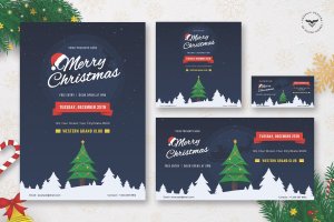 圣诞节庆祝主题社交广告/贴图设计模板 Christmas Flyer & Social Media Pack Template