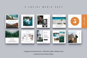 北欧风格社交媒体Facebook&Instagram贴图设计模板v5 Social Media Post Vol. 5