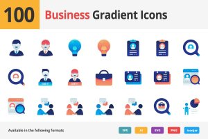 100枚商业职场主题渐变矢量图标 Business Employment Vector Gradient Icons