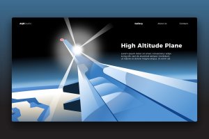 飞机机翼主题网页Banner&着陆页插画设计模板 Plane View – Banner & Landing Page