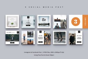 北欧风格社交媒体Facebook&Instagram贴图设计模板v3 Social Media Post Vol. 3