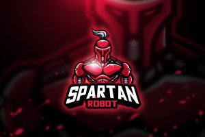 斯巴达机器人电子竞技队徽Logo模板 Spartan robot – Mascot & Esport Logo
