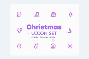 圣诞节＆冬天主题UI图标素材 UICON – Christmas, Winter Icons Set