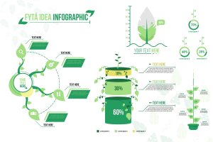 绿色植物主题百分比类信息图表素材 fytá Idea – Infographic