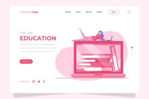 在线教育主题网页Banner&着陆页插画设计模板 Education – Banner & Landing Page