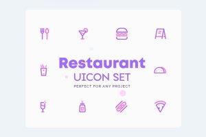 餐馆餐厅主题UI图标素材 UICON Restaurant Icons