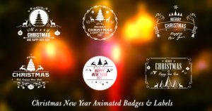 圣诞新年主题徽章动画特效AE视频模板 Christmas New Year Badges
