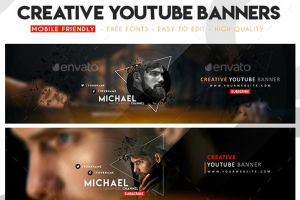 创造性多用途的电子商务YouTube封面Banner设计模板 [psd]
