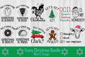 有趣可爱的圣诞节矢量标志合辑 Funny Christmas SVG Bundle [svg,eps,png]