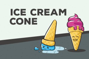 卡通创意甜筒冰淇淋矢量背景壁纸设计 Ice Cream Cone Vector Background