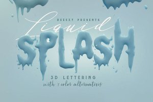 液体油漆飞溅效果3D立体英文字体PNG素材 Liquid Splash – 3D Lettering