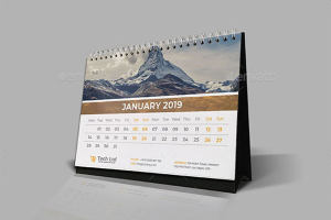 2019年台历设计模板 Desk Calendar 2019 [ai,eps]
