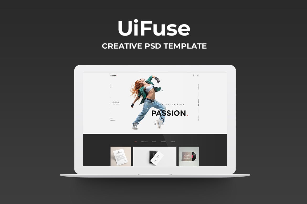 现代外观的创意网站设计PSD模板 UiFuse – Creative PSD Template
