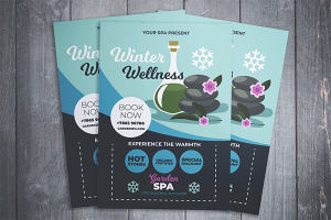 时尚简约冬季健康水疗中心瑜伽SPA宣传单DM海报设计模板（AI&PSD）