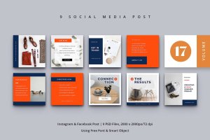 北欧风格社交媒体Facebook&Instagram贴图设计模板v17 Social Media Post Vol. 17