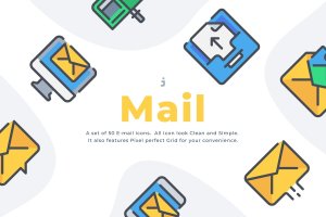50枚电子邮件矢量图标合集 50 Email icon set