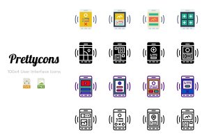 400枚用户界面UI设计图标集v1 Prettycons – 400 User Interface Mobile Icons Vol.1