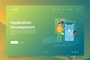 APP应用开发概念插画Banner＆着陆页模板 Apps Development – Banner & Landing Page