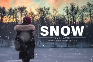 25款雪花飘舞背景叠层照片装饰图片素材 25 Snow Photoshop Overlays