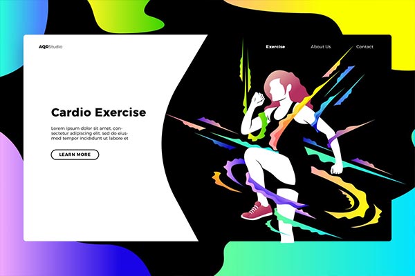时尚简约绚丽的多用途有氧运动体育健身海报banner着陆页插画设计模板
