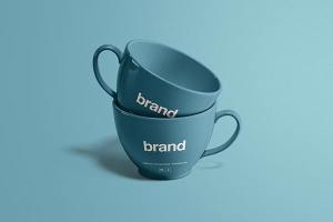 时尚高端的逼真质感的高品质茶杯水杯包装设计VI样机展示模型mockups